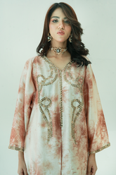 Gul E Noor - Pearl Gold - Beige and Brown - Butter Silk - 2 Piece